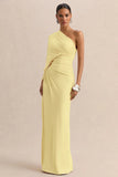 Sabella Lemon Asymmetric Neck Maxi Dress
