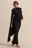 Lavinia Black High Neck Maternity Maxi Dress With Cape Sleeve