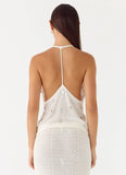 Adelaida Beaded Crochet Top - Ivory