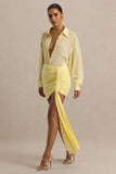 Katelyn Lemon Ruched Wrap Mini Skirt With Sash