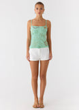 Be Alright Beaded Top - Turquoise