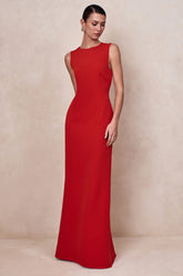 Astrelle Red High Neck Maxi Dress