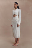 Cecilie Cut Out Shirt Midi Dress White
