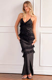 Inara Black Ruffle Maxi Dress