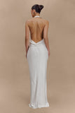 Rinna Satin Halter Maxi Dress Ivory