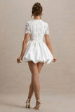 Taffy White Lace Mini Dress With Satin Puffball Skirt