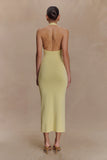 Ovina Halter Neck Knit Midi Dress Lemon