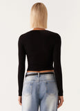 Signature Monogram Long Sleeve Tee Black