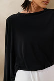 Carenza Black White Wide Neck Maxi Dress With Cape Sleeve