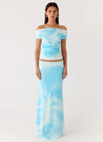 Moka Off Shoulder Top Blooming Blue