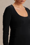 Saffron Black Scoop Neck Maternity Midi Dress