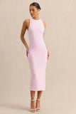 Mirana Light Pink High Neck Midi Dress