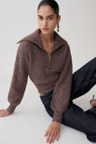Skylaine Zip Knit Jumper Brown Marle