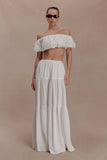Autumn Off Shoulder Broderie Top White