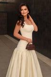 Parida Cream Poplin Drop Waist Midi Dress With Peplum Hem