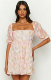 Rubi Pink Floral Babydoll Mini Dress