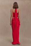 Samira Knit Wired Maxi Skirt Red