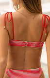 90 Swim Bianca Red Stripe Bikini Top