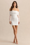 Incantelle White Bardot Neck Mini Dress
