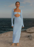Carnation Long Sleeve Knit Maxi Dress Blue