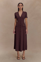Pearson Short Sleeve Knit Midi Dress Chocolate