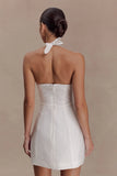 Ella Bow Detail Halter Mini Dress White