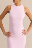 Mirana Light Pink High Neck Midi Dress