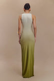 Stella Draped Slinky Maxi Dress Ombre Vintage Olive