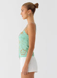 Be Alright Beaded Top - Turquoise
