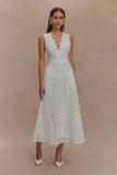 Arla Broderie Midi Skirt White