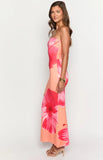 Arizona Orange Floral Print Maxi Dress