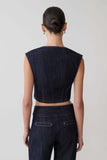 Loraine Sleeveless Denim Top Indigo Pinstripe