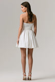 Distinguished White Asymmetric Ruffled Mini Dress