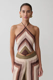Thea Halter Chiffon Sleeveless Top Multi Stripe