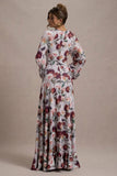 Althena Cream Floral Print Balloon Sleeve Maxi Dress