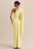 Sabella Lemon Asymmetric Neck Maxi Dress