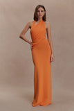 Elma Halter Knit Maxi Dress Orange