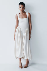 Sharon Scuba Jersey Midi Dress Ivory