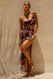 Roxana Zebra Print Square Neck Maxi Dress With Open Back