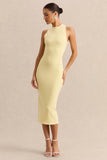 Mirana Lemon Halter Neck Midi Dress