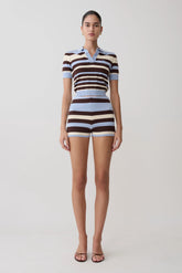 Philly Stripe Knit Short Chocolate Blue