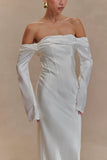 Giselle Off Shoulder Cowl Neck Maxi Dress White