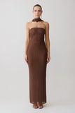 Phi Multi Wear Cowl Diamante Maxi Dress Chocolate