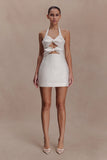 Ella Bow Detail Halter Mini Dress White