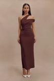 Anastasia One Shoulder Modal Midi Dress Mahogany