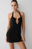 Raina Diamante Halter Mini Dress Black