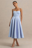 Mally Powder Blue Sweetheart A Line Midi Dress