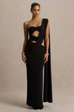 Nebula Black Bandeau Maxi Dress With Body Cut Out Details