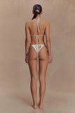 Huntleigh Crochet Bikini Bottom White Gold Sunshine Print