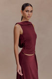 Bridget Slinky Cowl Back Top Burgundy